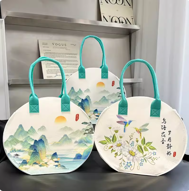 Chinese style felt bag, antique fashion, artistic shopping bag, eco-friendly backpack