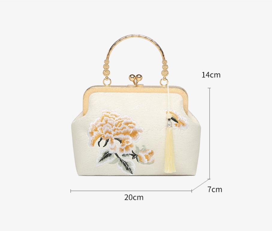 Embroidered cheongsam bag Hanfu bag shoulder cross pearl handbag