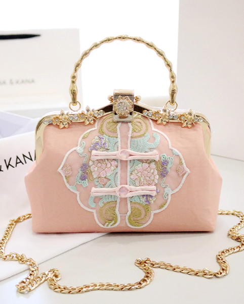 Light luxury embroidered Hanfu Chinese style handbag for women, single shoulder, hand-held, crossbody