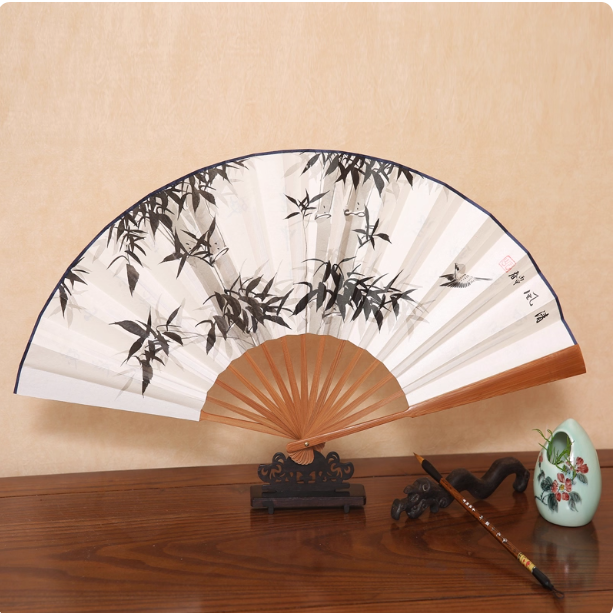 Xuan paper fan, Chinese style folding fan, ancient style landscape fan
