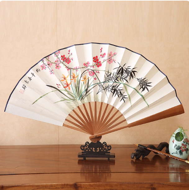 Xuan paper fan, Chinese style folding fan, ancient style landscape fan