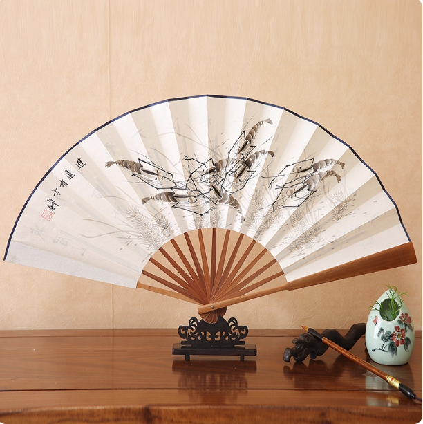 Xuan paper fan, Chinese style folding fan, ancient style landscape fan