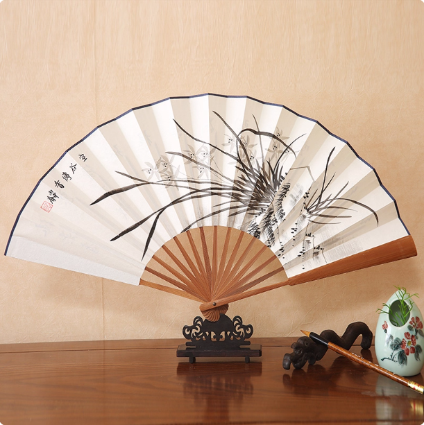 Xuan paper fan, Chinese style folding fan, ancient style landscape fan
