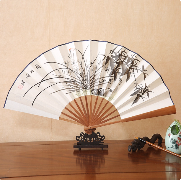 Xuan paper fan, Chinese style folding fan, ancient style landscape fan