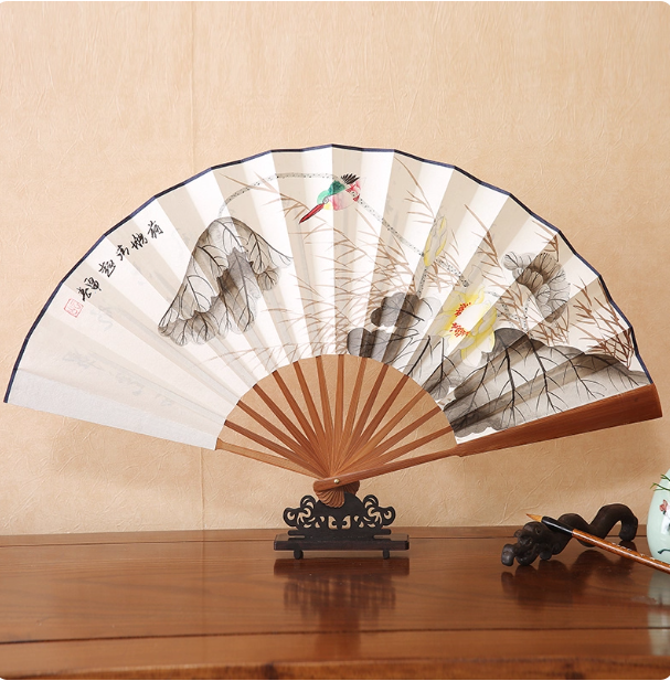 Xuan paper fan, Chinese style folding fan, ancient style landscape fan
