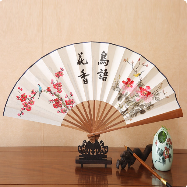 Xuan paper fan, Chinese style folding fan, ancient style landscape fan