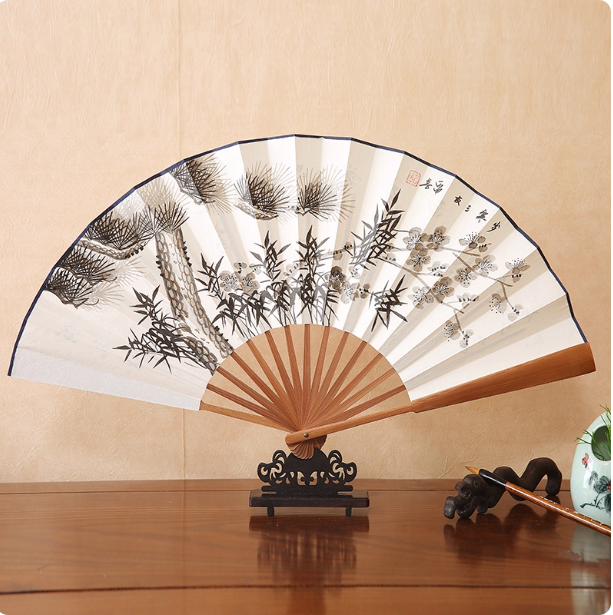 Xuan paper fan, Chinese style folding fan, ancient style landscape fan