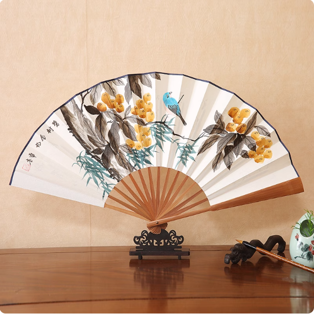 Xuan paper fan, Chinese style folding fan, ancient style landscape fan