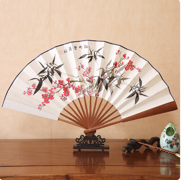 Xuan paper fan, Chinese style folding fan, ancient style landscape fan