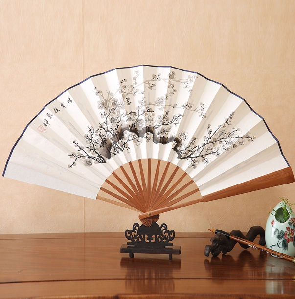 Xuan paper fan, Chinese style folding fan, ancient style landscape fan