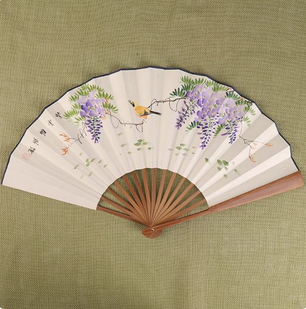 Xuan paper fan, Chinese style folding fan, ancient style landscape fan