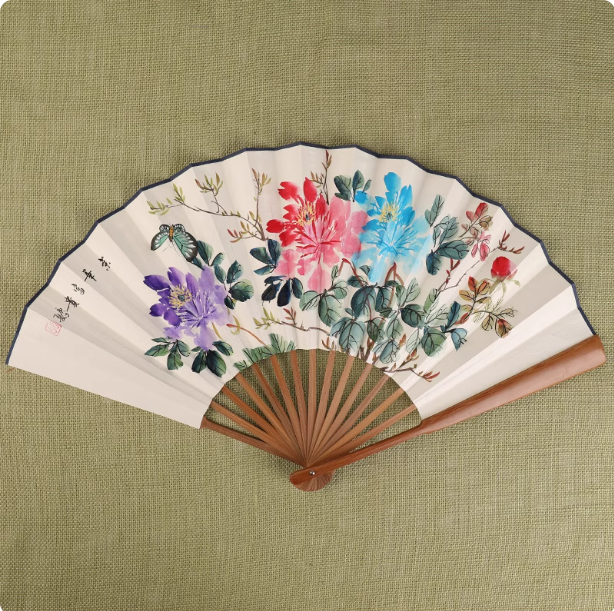 Xuan paper fan, Chinese style folding fan, ancient style landscape fan