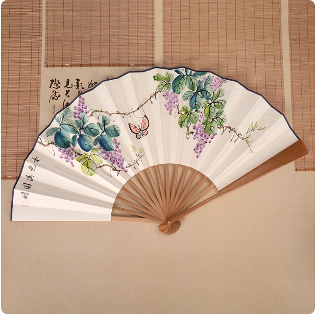 Xuan paper fan, Chinese style folding fan, ancient style landscape fan