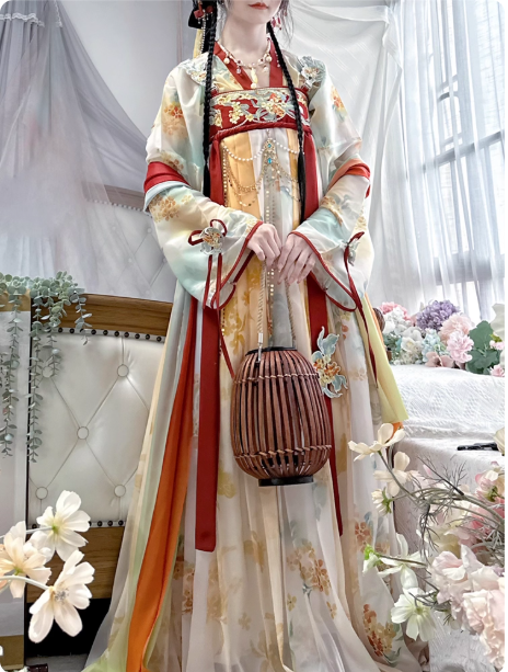 [月枝桂香]Tang Dynasty Hanfu chest length shirt and skirt embroidery QiXiong Ruqun