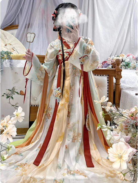 [月枝桂香]Tang Dynasty Hanfu chest length shirt and skirt embroidery QiXiong Ruqun