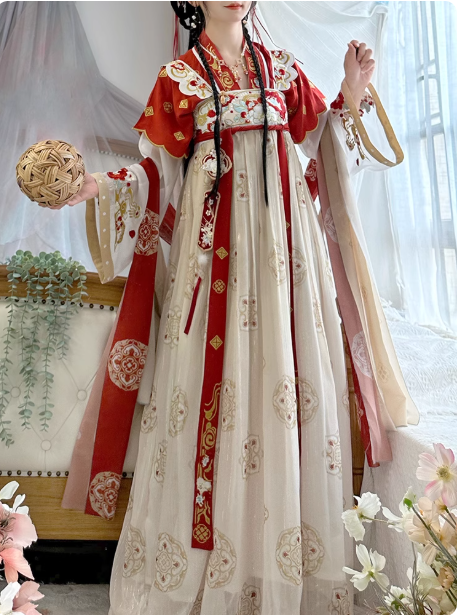 【金台红袖】Tang Dynasty Hanfu chest length shirt and skirt embroidery QiXiong Ruqun