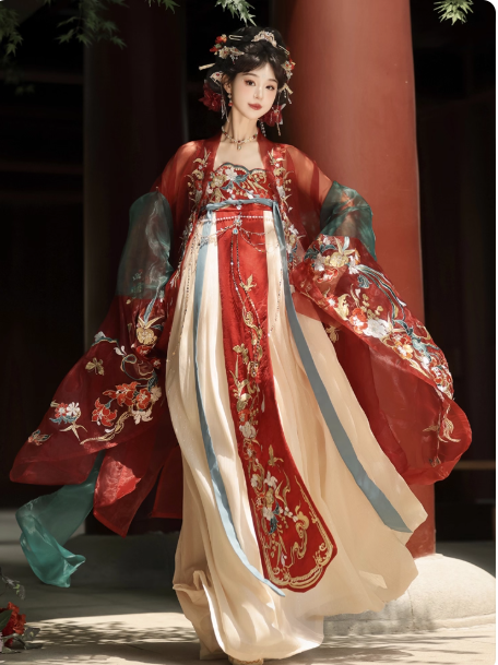 【如意金钗】Hanfu Embroidery Tang Dynasty Chest length Skirt Set QiXiong Ruqun