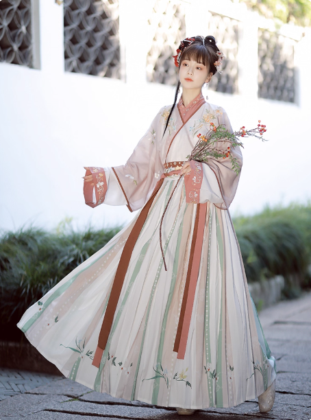 [溪风] Wei Jin Dynasty cross collar waist pleated skirt QiYao Ruqun