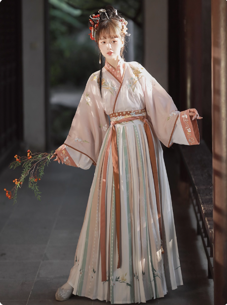 [溪风] Wei Jin Dynasty cross collar waist pleated skirt QiYao Ruqun