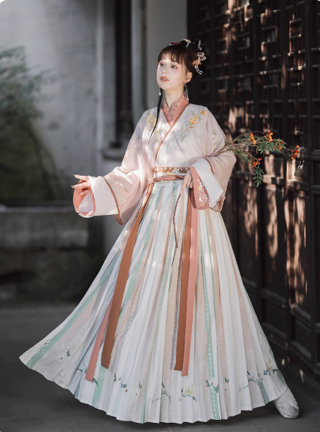 [溪风] Wei Jin Dynasty cross collar waist pleated skirt QiYao Ruqun