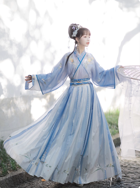 [溪风] Wei Jin Dynasty cross collar waist pleated skirt QiYao Ruqun