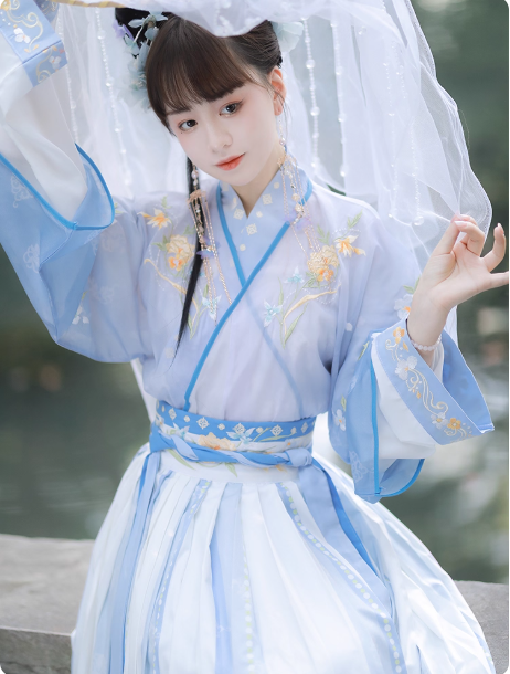 [溪风] Wei Jin Dynasty cross collar waist pleated skirt QiYao Ruqun