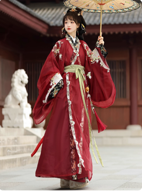 【战无双】Warring States Hanfu Embroidery Long Gown / Long Robe Shenyi