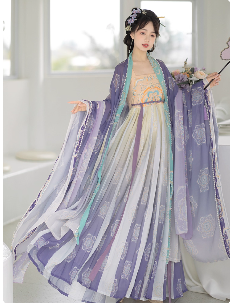 【仙女下凡】Tang Dynasty Hanfu Big Sleeve Embroidered Fairy Ruqun Set