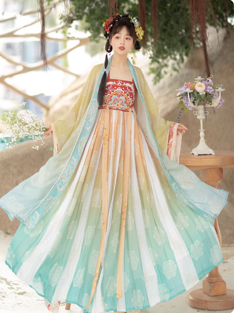 【仙女下凡】Tang Dynasty Hanfu Big Sleeve Embroidered Fairy Ruqun Set