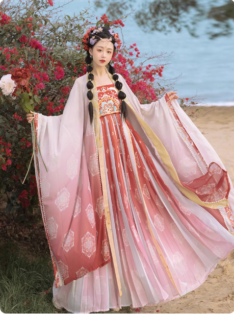 【仙女下凡】Tang Dynasty Hanfu Big Sleeve Embroidered Fairy Ruqun Set