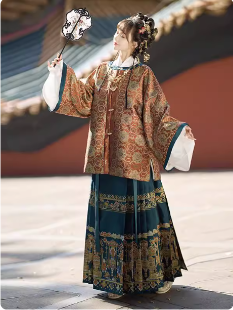 【岁岁锦】Ming Dynasty round necked jacket with horse face skirt and velvet Aoqun