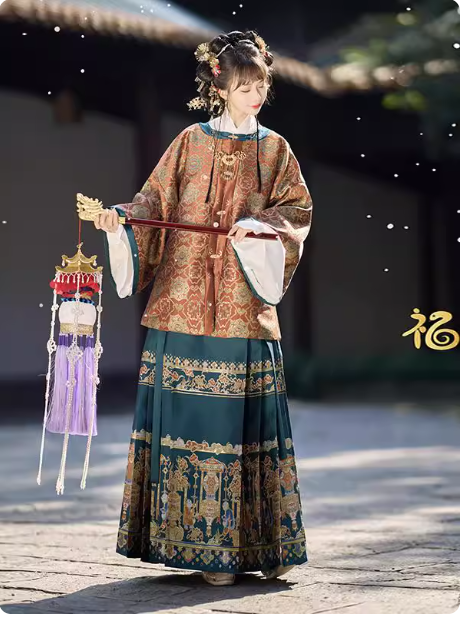 【岁岁锦】Ming Dynasty round necked jacket with horse face skirt and velvet Aoqun