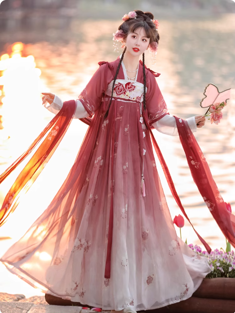 【玫瑰】Tang Dynasty chest length Ruqun Hanfu camisole skirt embroidery