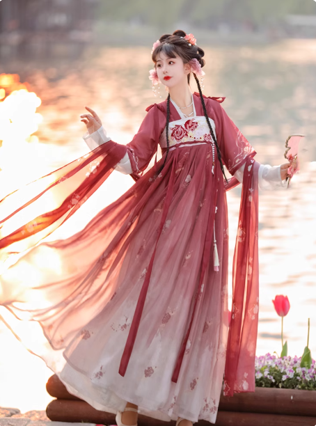 【玫瑰】Tang Dynasty chest length Ruqun Hanfu camisole skirt embroidery