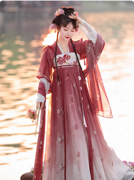 【玫瑰】Tang Dynasty chest length Ruqun Hanfu camisole skirt embroidery