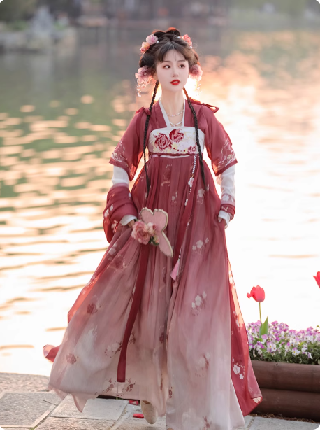 【玫瑰】Tang Dynasty chest length Ruqun Hanfu camisole skirt embroidery