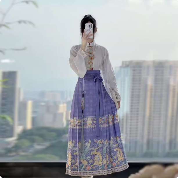 [ 龙凤呈祥】Ming Dynasty Hanfu Ma Mian Skirt Set Dragon Phoenix Skirt