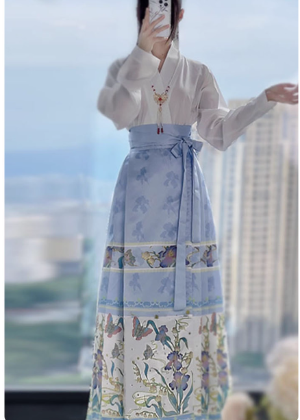 Ming Dynasty Hanfu Chinese style suit horse face skirt