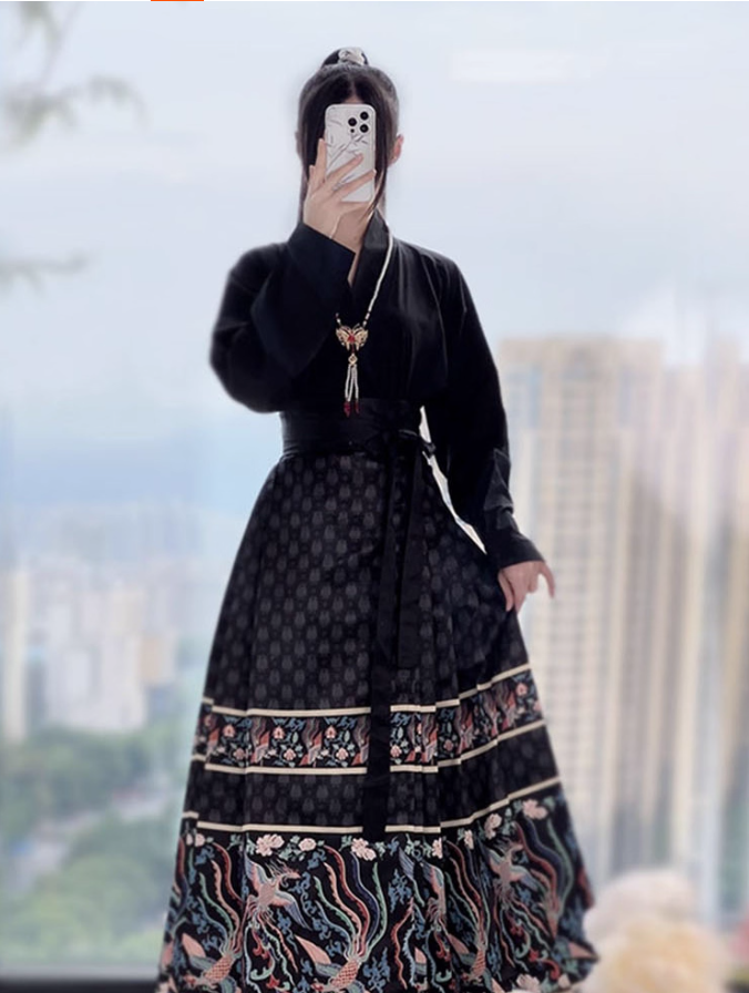 Ming Dynasty Hanfu Chinese style suit horse face skirt