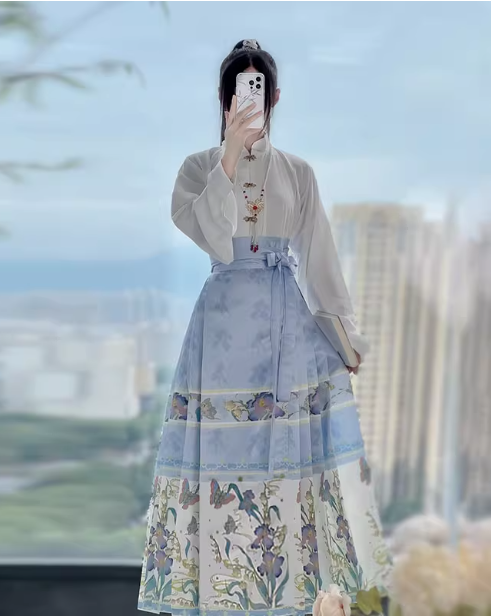 Ming Dynasty Hanfu Chinese style suit horse face skirt