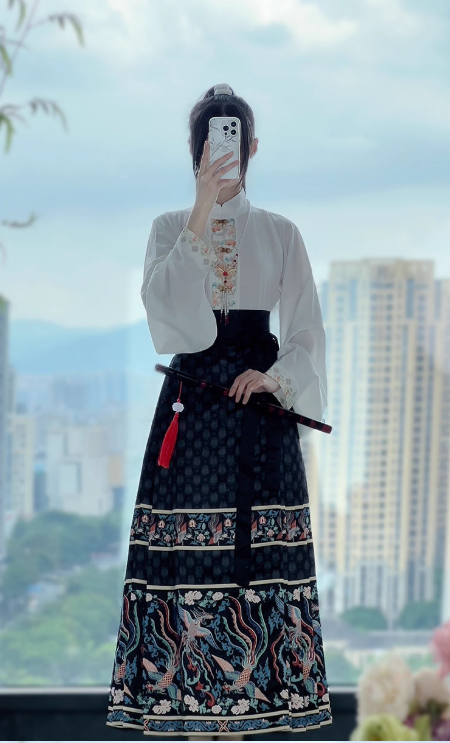 Ming Dynasty Hanfu Chinese style suit horse face skirt