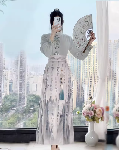 [ 山水之韵】Ma Mian Skirt Set, Ming Dynasty Landscape Ancient Costume Complete Set, Chinese Style Hanfu