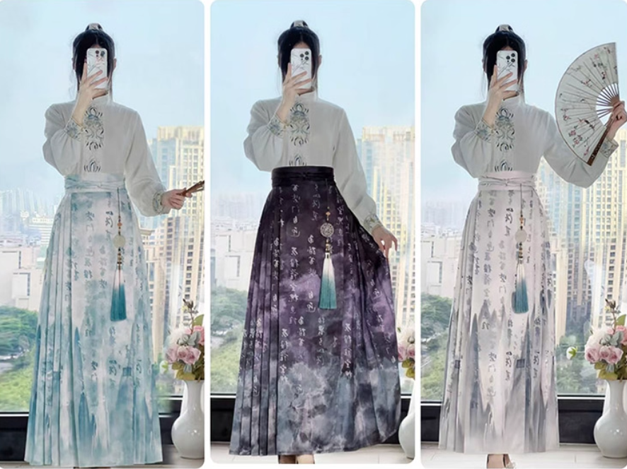 [ 山水之韵】Ma Mian Skirt Set, Ming Dynasty Landscape Ancient Costume Complete Set, Chinese Style Hanfu