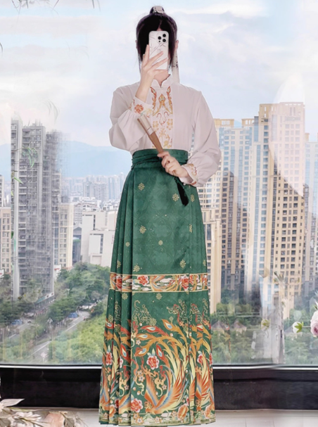 [ 凤舞呈祥】Hanfu Ming style horse face skirt set, Chinese style ancient costume