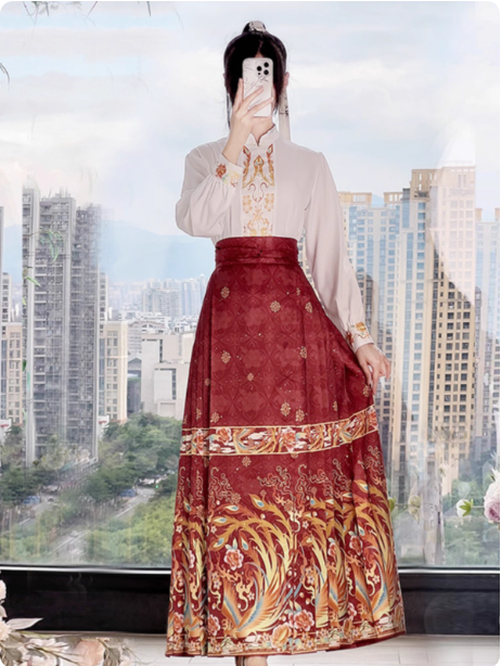 [ 凤舞呈祥】Hanfu Ming style horse face skirt set, Chinese style ancient costume