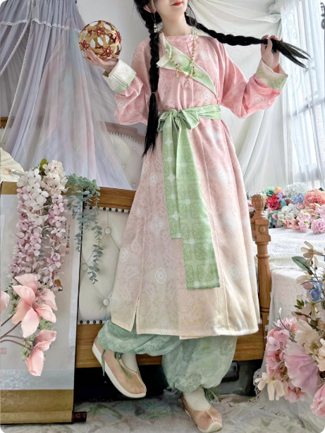 【清允】Hanfu Tang style round neck robe lantern pants