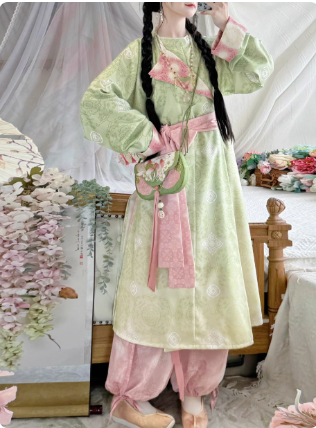 【清允】Hanfu Tang style round neck robe lantern pants