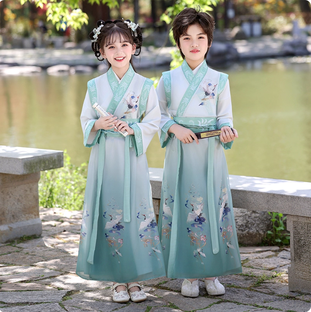 [淡绿书香】Children's Hanfu ancient style costume