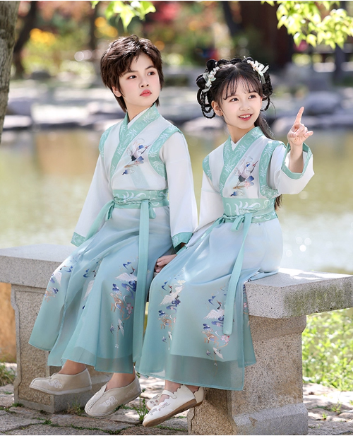 [淡绿书香】Children's Hanfu ancient style costume