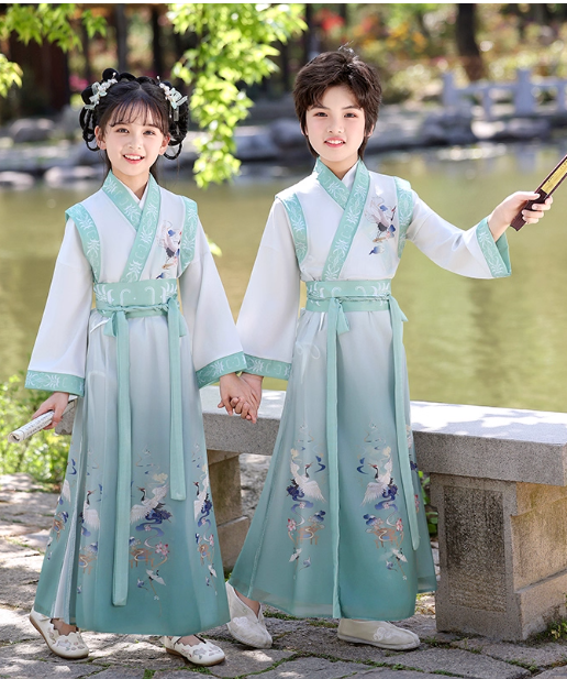 [淡绿书香】Children's Hanfu ancient style costume